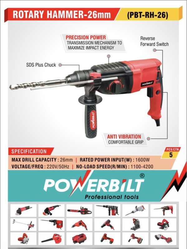 Powerbilt 26mm Hammer Drill Machine